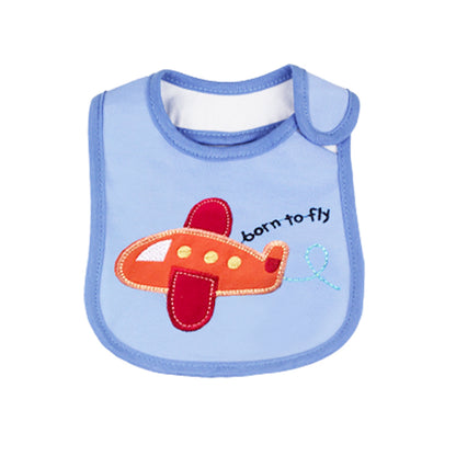 Adorable Airplane Baby Bib Premium Cotton Blue