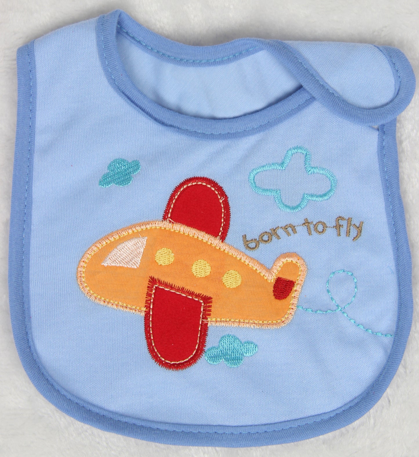 Adorable Airplane Baby Bib Premium Cotton Blue