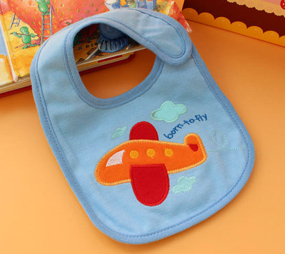 Adorable Airplane Baby Bib Premium Cotton Blue