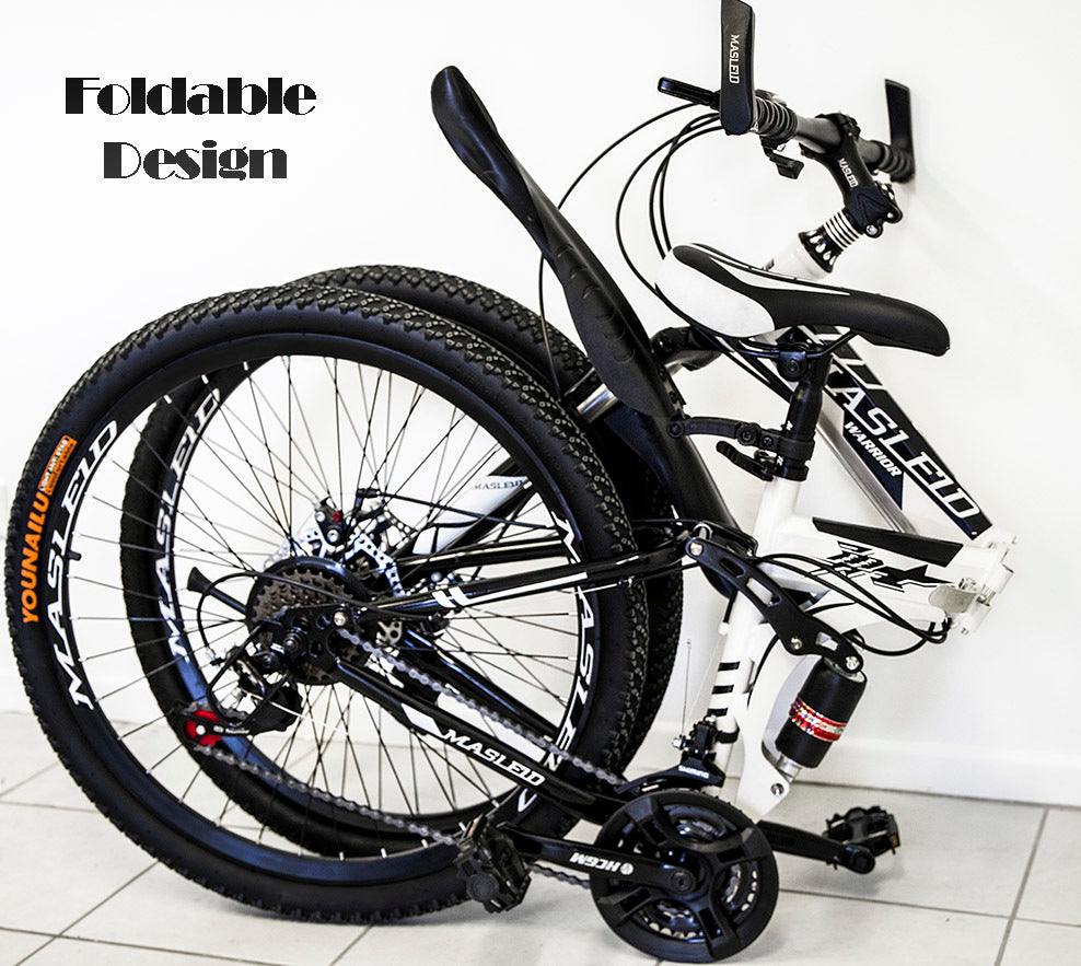 21 Speed Foldable Dual Suspension Mountain Bike Red Black