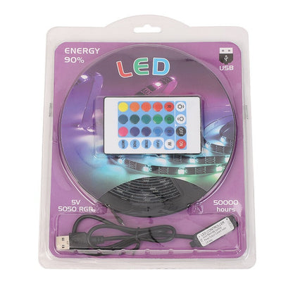 2M RGB LED Light Strip with Remote USB Colour-changing Lights