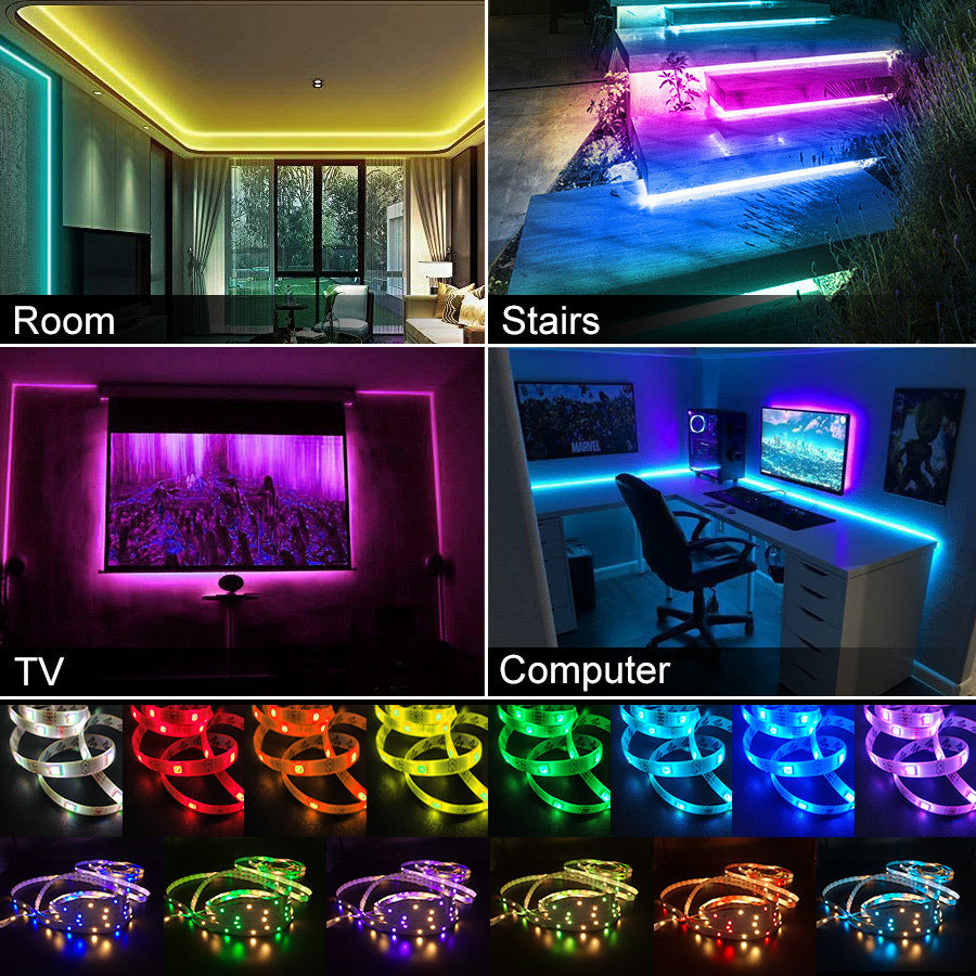 2M RGB LED Light Strip with Remote USB Colour-changing Lights