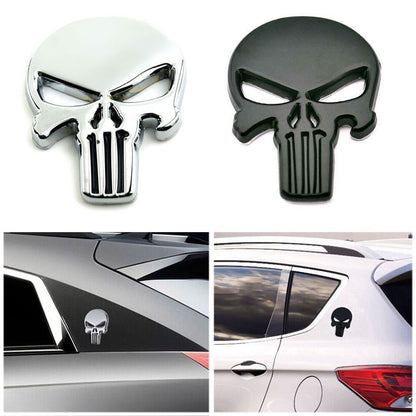 3D Skull Badge Chrome Emblem Car Sticker Auto Decal