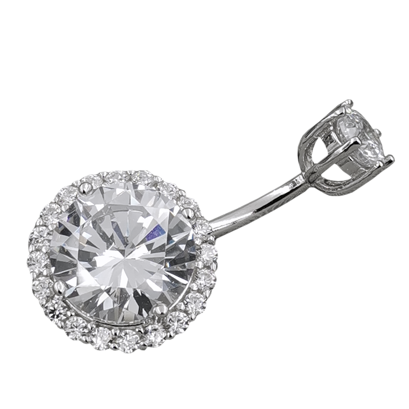 Sterling Silver CZ Diamond Belly Button Ring Body Piercing Jewelry