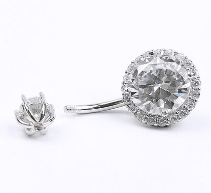 Sterling Silver CZ Diamond Belly Button Ring Body Piercing Jewelry