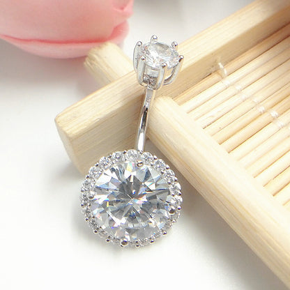 Sterling Silver CZ Diamond Belly Button Ring Body Piercing Jewelry