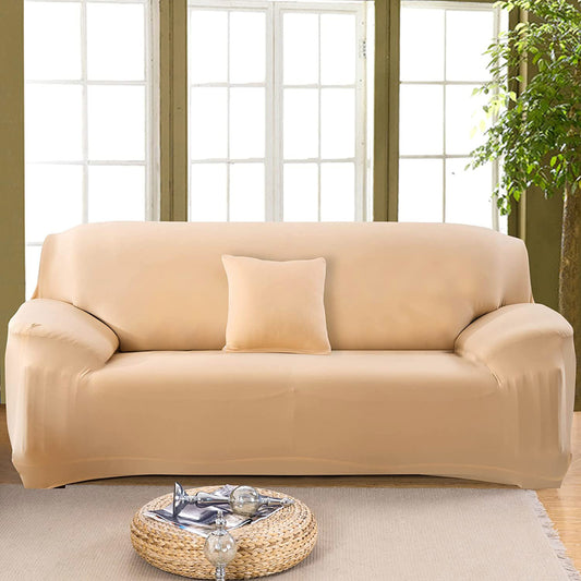 3-Seater Sofa Cover Stretch Set Lounge Couch Cushion Protector Beige