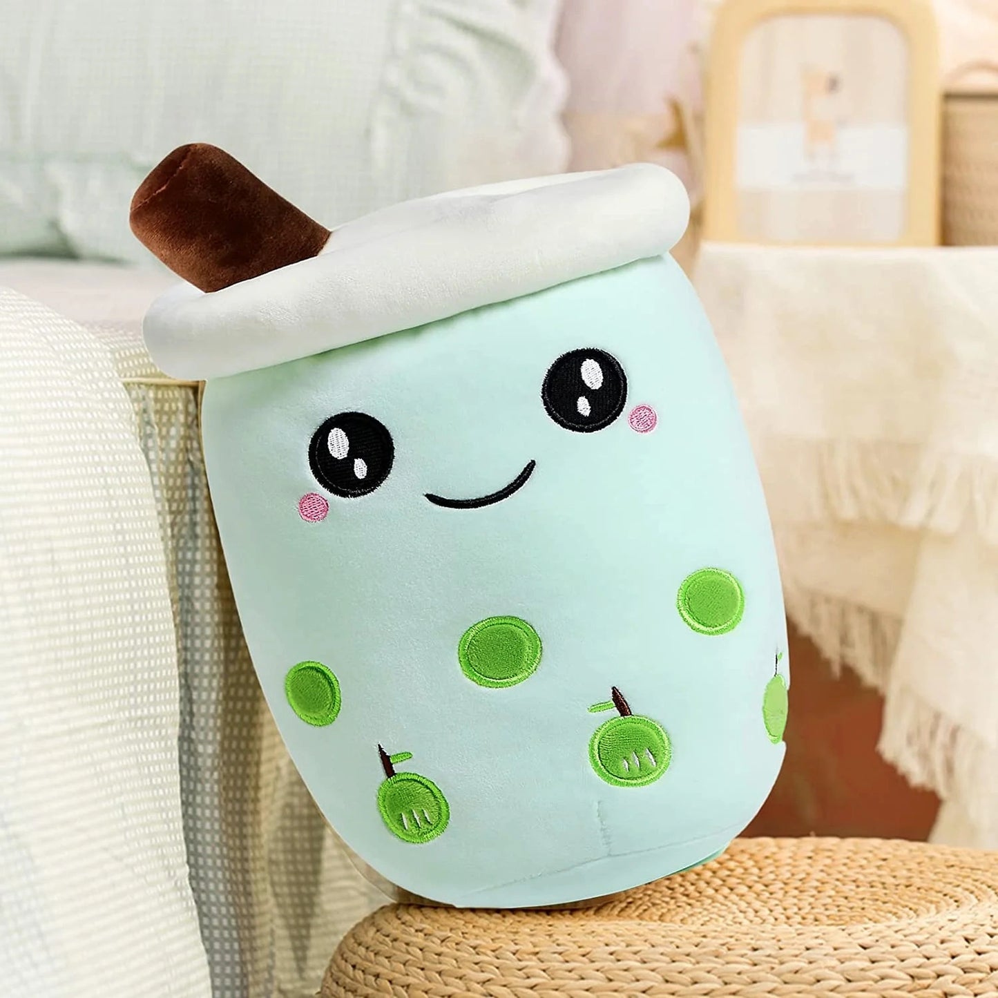 40cm Adorable Bubble Tea Plush Toy Boba Pillow Cushion Green