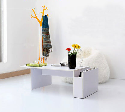 Stylish Coffee Table with Magazine Holder White