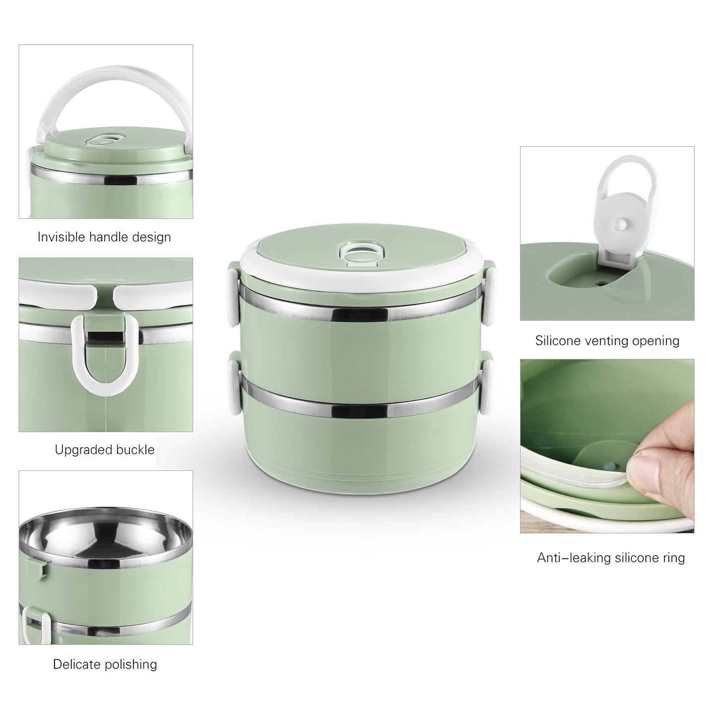 Stackable Stainless Steel Insulated Lunch Box Containers for Hot and Cold Food