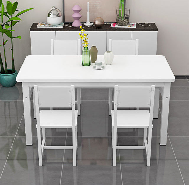 4 Piece Set Modern Wood Steel Dining Chairs White