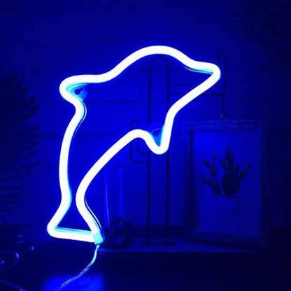 Dolphin Neon Light LED Lamp Free Standing Decor Sign