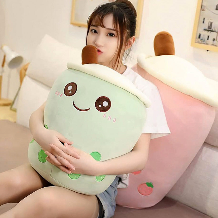 40cm Adorable Bubble Tea Plush Toy Boba Pillow Cushion Green