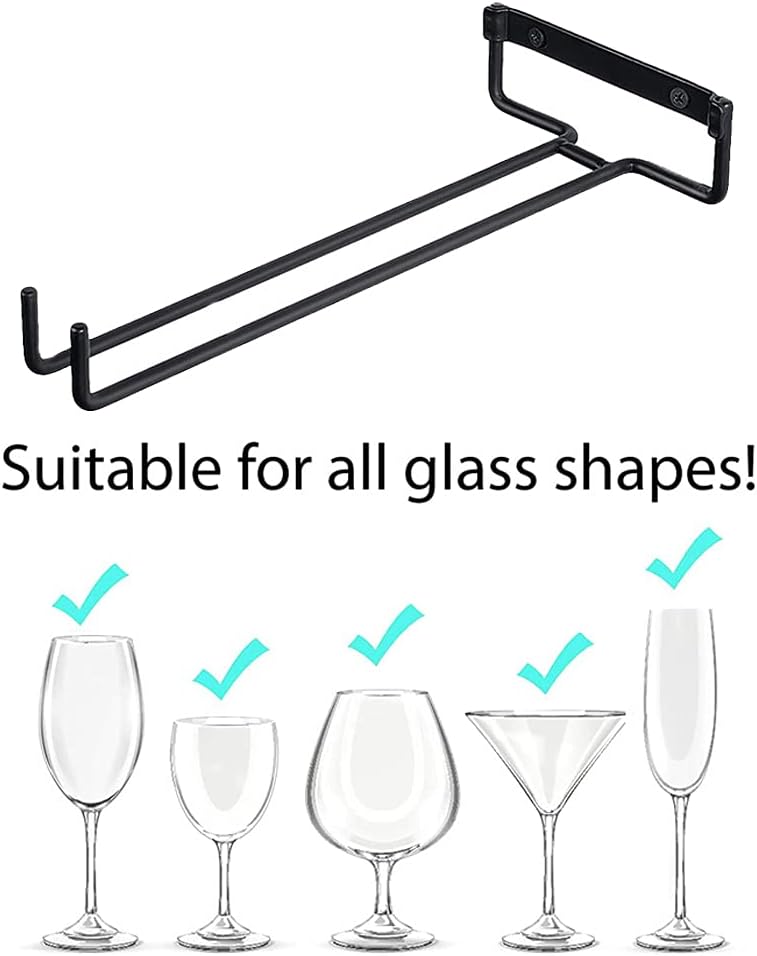 Wine Glass Hanger Rack Under Cabinet Stemware Storage Organizer for Kitchen Bar
