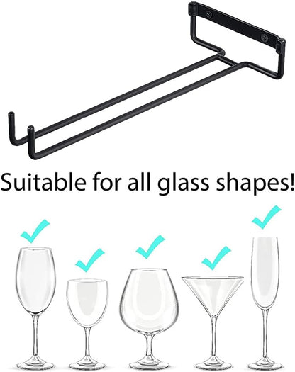 Wine Glass Hanger Rack Under Cabinet Stemware Storage Organizer for Kitchen Bar