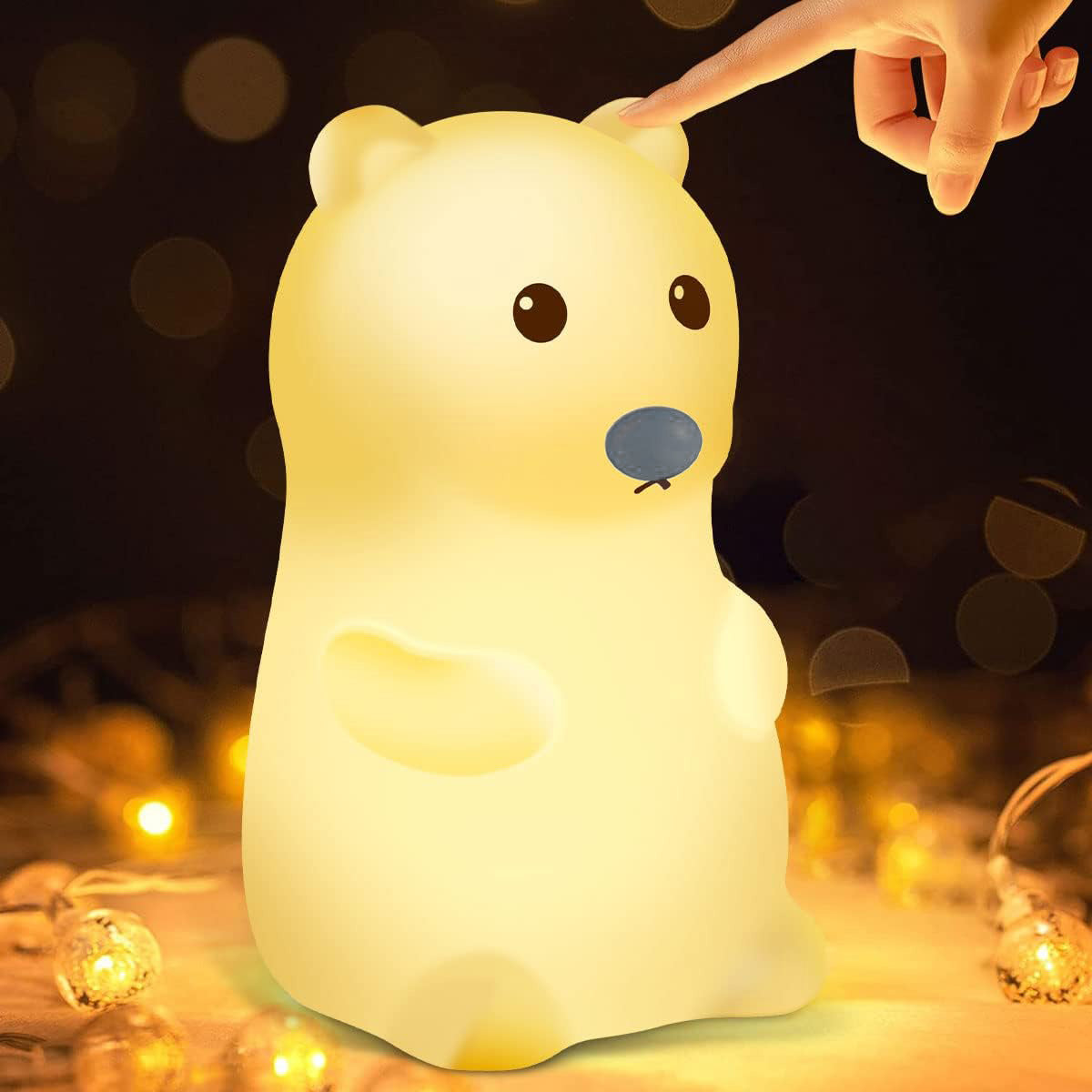 Adorable Silicone Bear Night Light USB Rechargeable Lamp