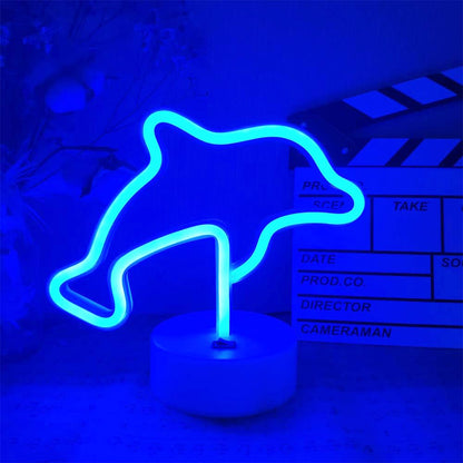 Dolphin Neon Light LED Lamp Free Standing Decor Sign