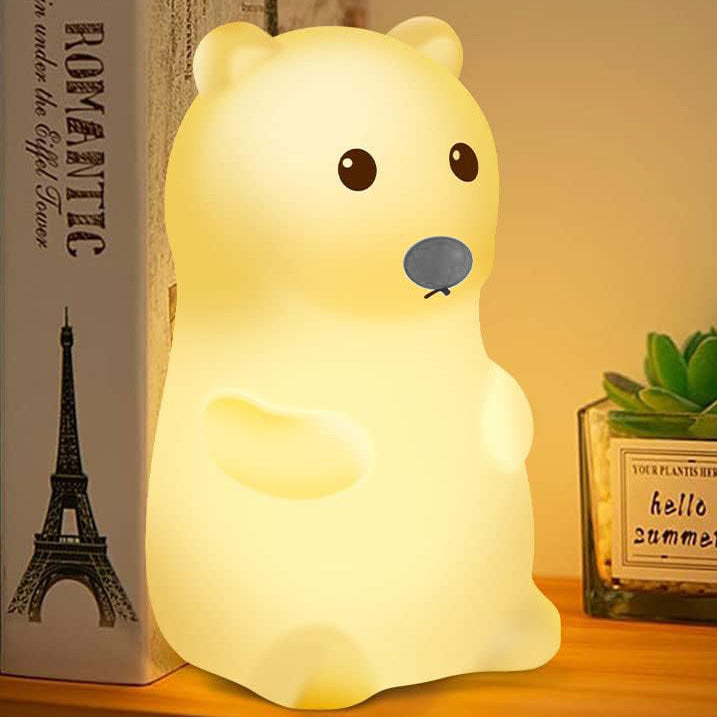 Adorable Silicone Bear Night Light USB Rechargeable Lamp