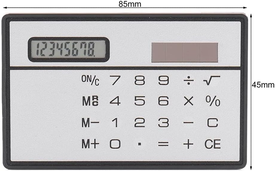 Pocket Size Solar Power Calculator Black and Silver for Wallet or Purse