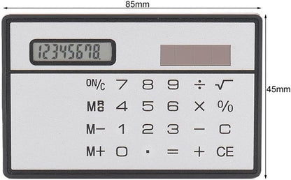 Pocket Size Solar Power Calculator Black and Silver for Wallet or Purse