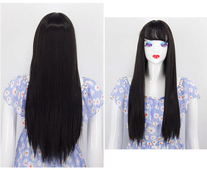 Sleek Natural Look Black Long Straight Hair Wig