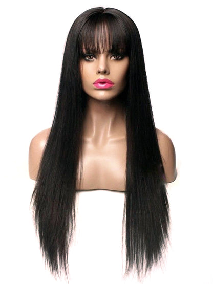 Sleek Natural Look Black Long Straight Hair Wig