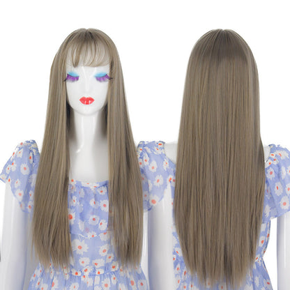 Long Straight Hair Wig Natural Ash Blonde