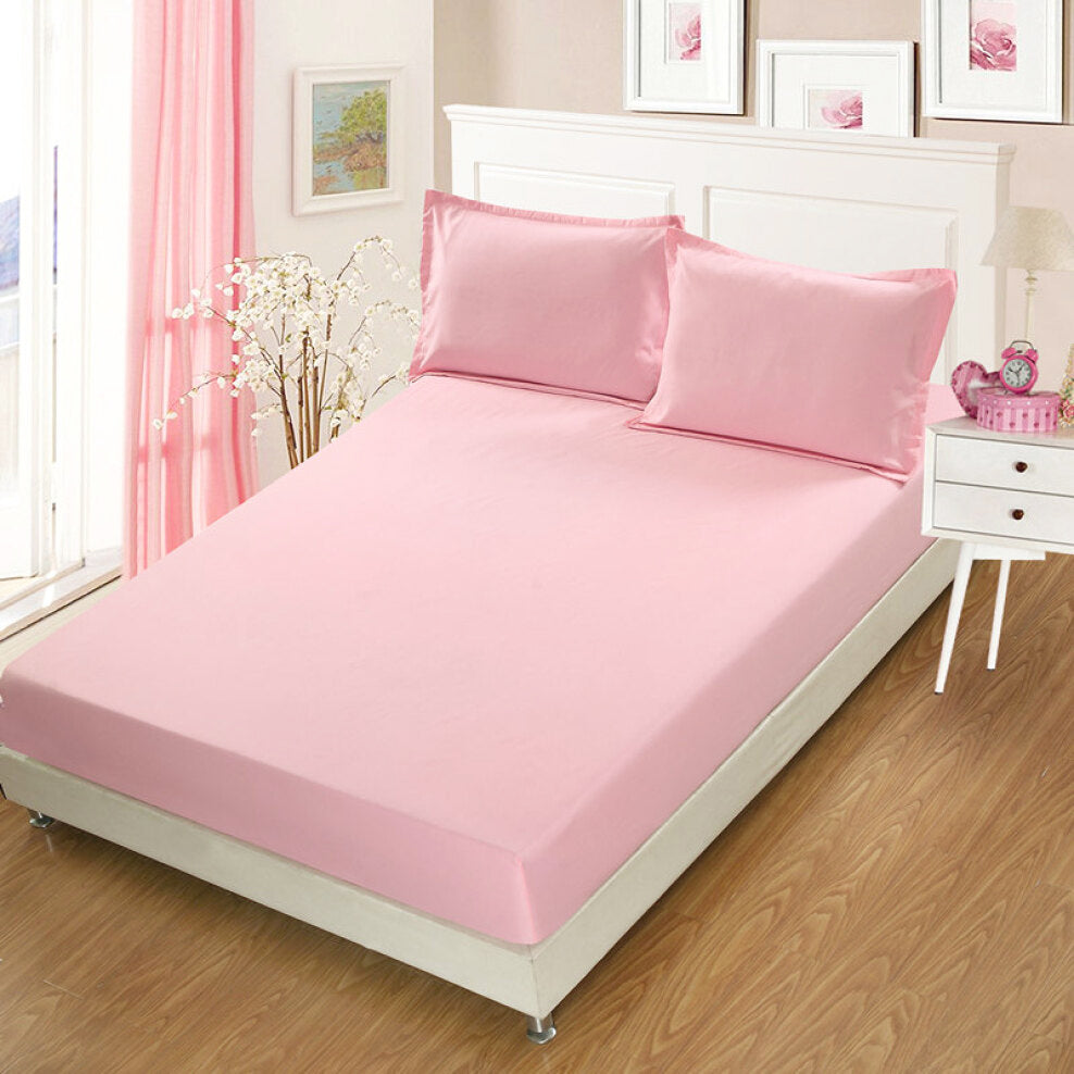 King Size 3 PC Luxe Bedding Set Waterproof Fitted Sheet Mattress Protector Pink