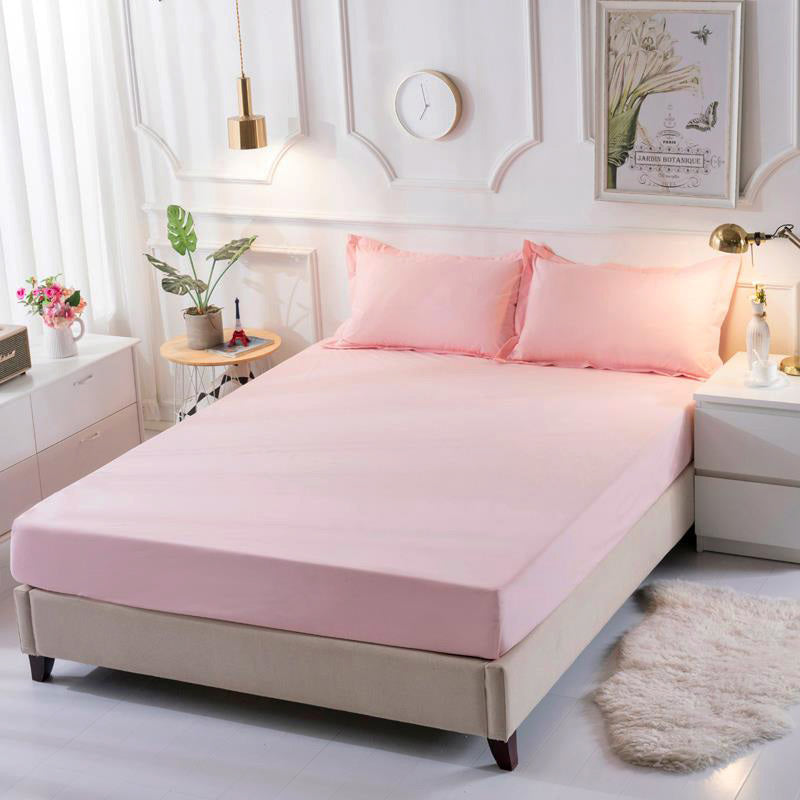 King Size 3 PC Luxe Bedding Set Waterproof Fitted Sheet Mattress Protector Pink