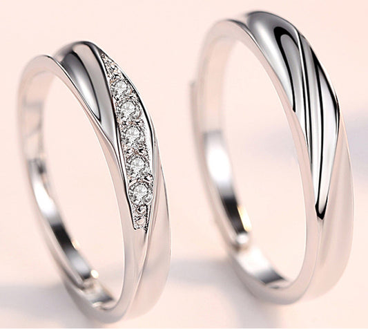 Elegant S925 Sterling Silver Soft Curves Wedding Engagement Ring for Men