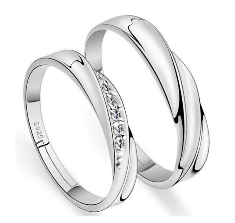 Elegant S925 Sterling Silver Soft Curves Wedding Engagement Ring for Men