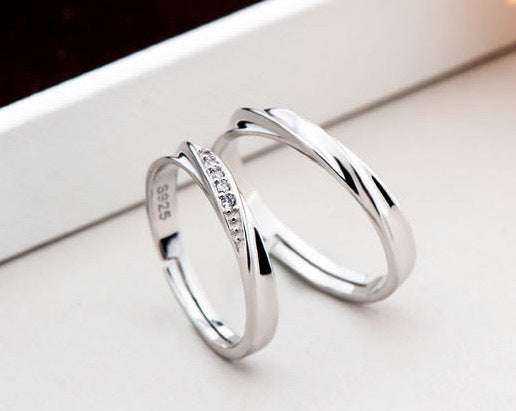 Elegant S925 Sterling Silver Soft Curves Wedding Engagement Ring for Men