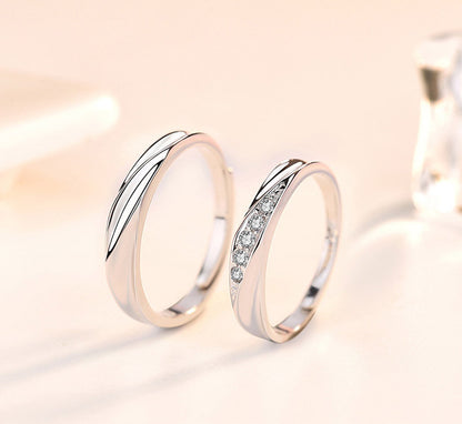 Elegant S925 Sterling Silver Soft Curves Wedding Engagement Ring for Men