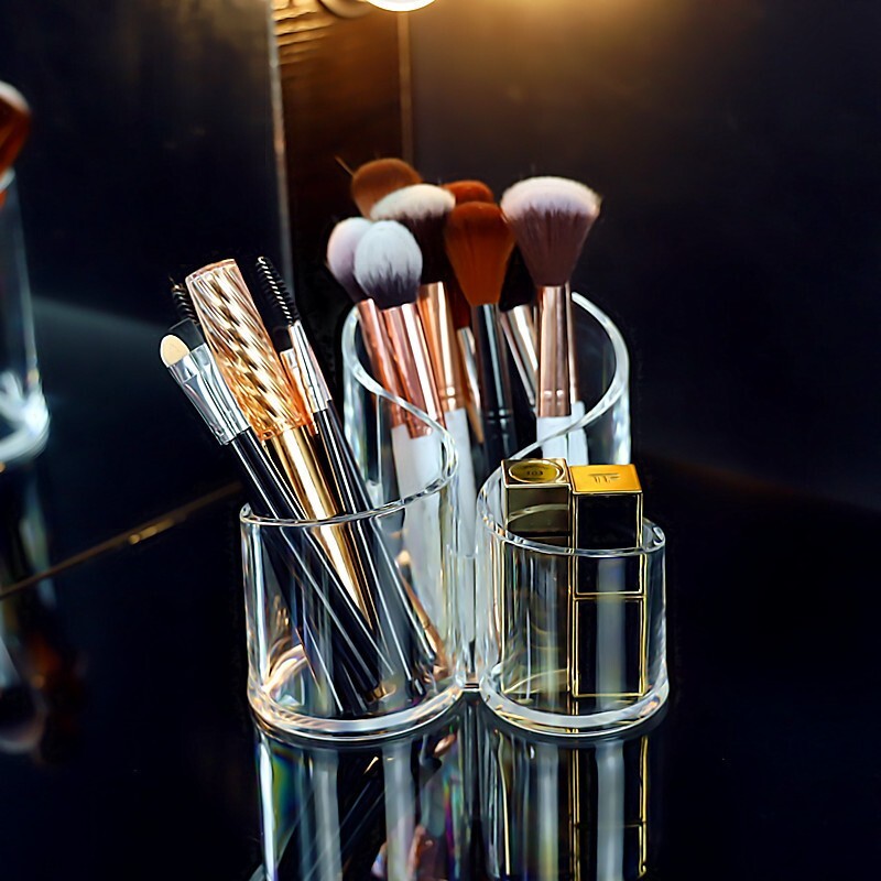 Acrylic Makeup Brush Holder Cosmetic Organizer for Vanity and Desktop