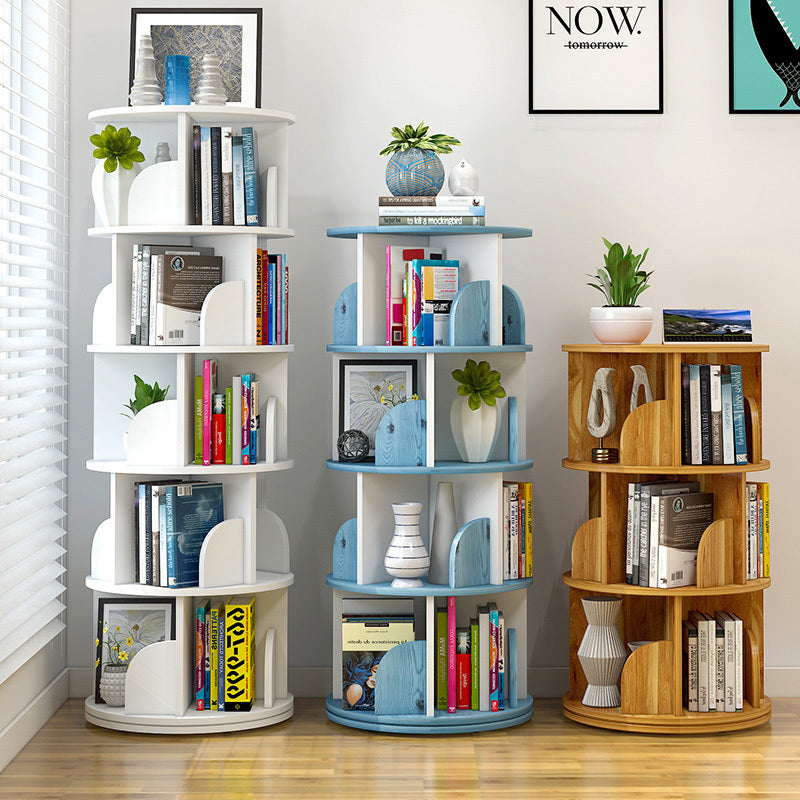 5 Tier Rotating Display Shelf Bookcase Organizer White