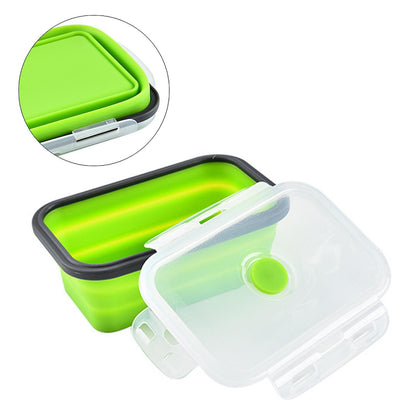 Pack of 4 Collapsible Silicone Food Storage Containers with Airtight Lid Green