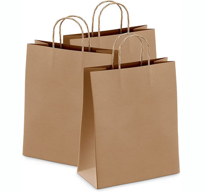 100 Pack Kraft Paper Bags Bulk Gift Shopping Brown Retail Bags with Handles