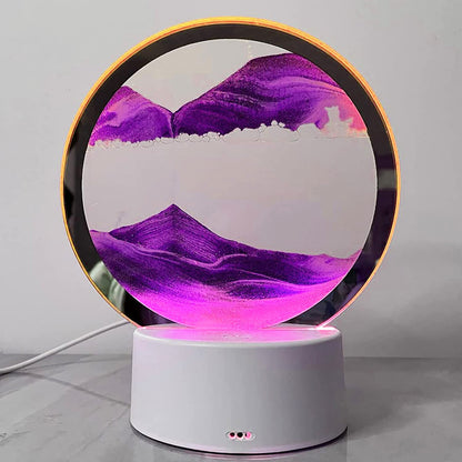 3D Moving Sand Art LED Table Lamp Sandscape Night Light Purple