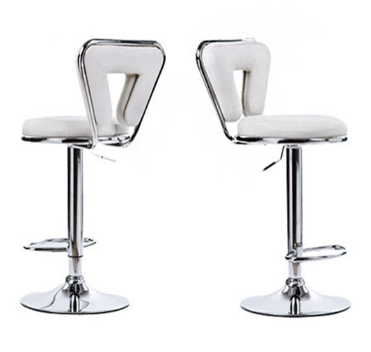 Set of 2 Modern PU Leather Bar Stools White