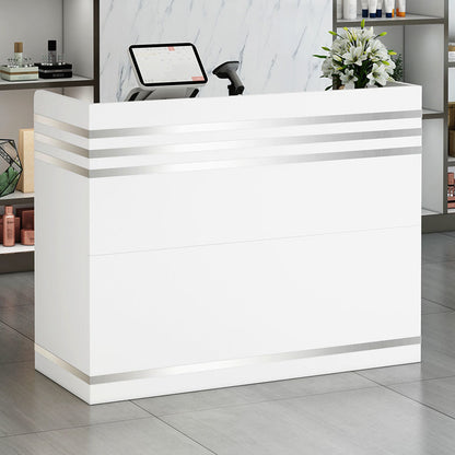 Large Reception Desk Counter with Ample Shelves for Office