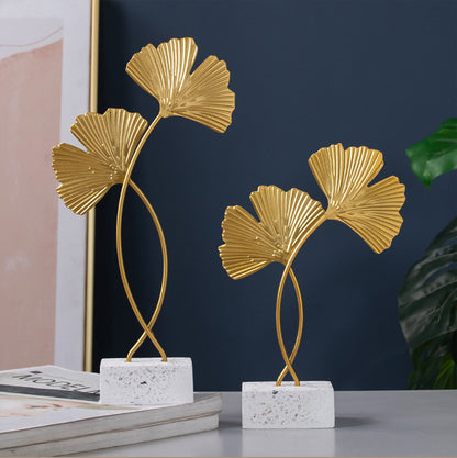 Elegant Ginkgo Leaves Sculpture Home Office Decor