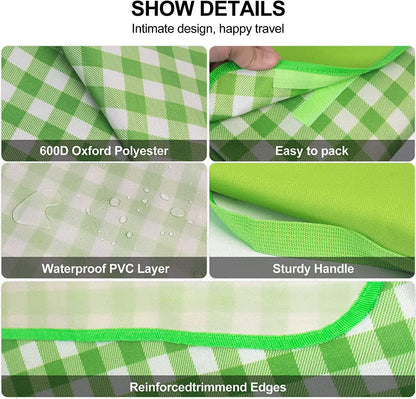 2m x 1.5m Large Foldable Waterproof Outdoor Picnic Blanket Camping Beach Mat Green