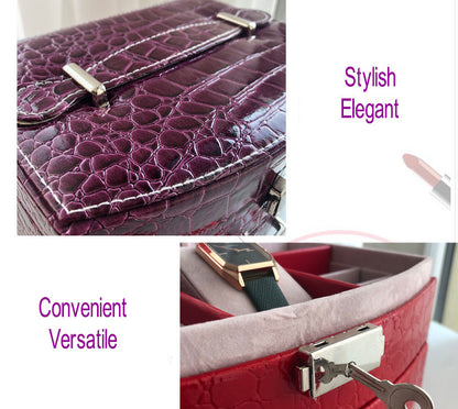 Elegant Red PU Leather Jewellery Storage Case