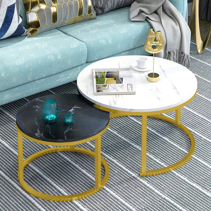 Luxor 2-in-1 Designer Marble Look Nested Coffee Tables