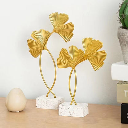 Elegant Ginkgo Leaves Sculpture Home Office Decor