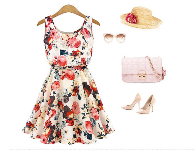 Elegant Floral Chiffon Dress for Women