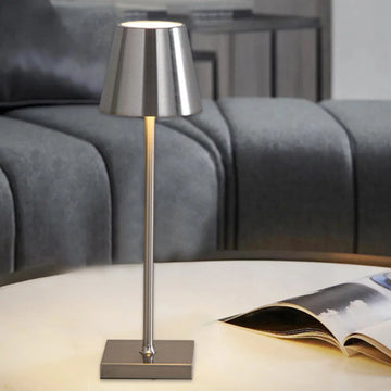 Tall LED Touch Sensor Table Lamp Cordless Night Light Modern Design Silver