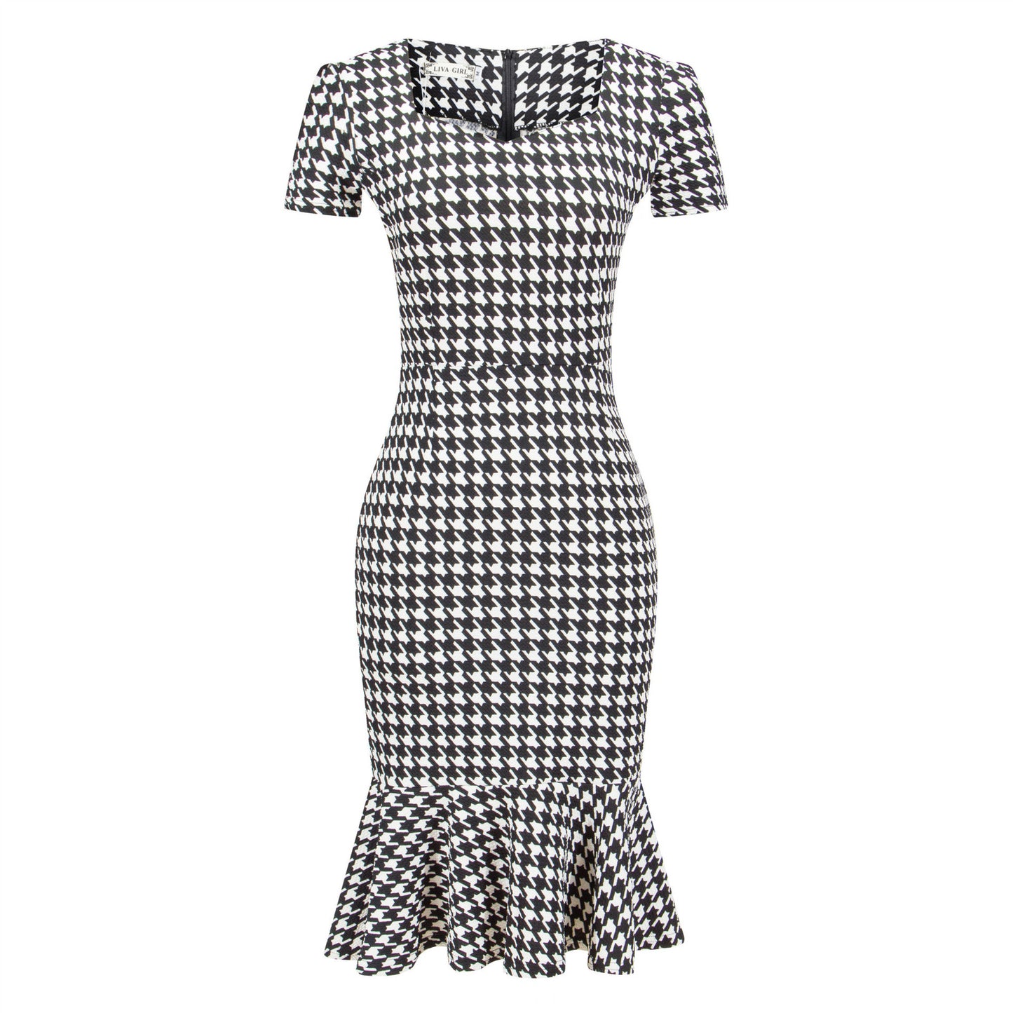 Elegant Office Patterned Dress with Belt for Women