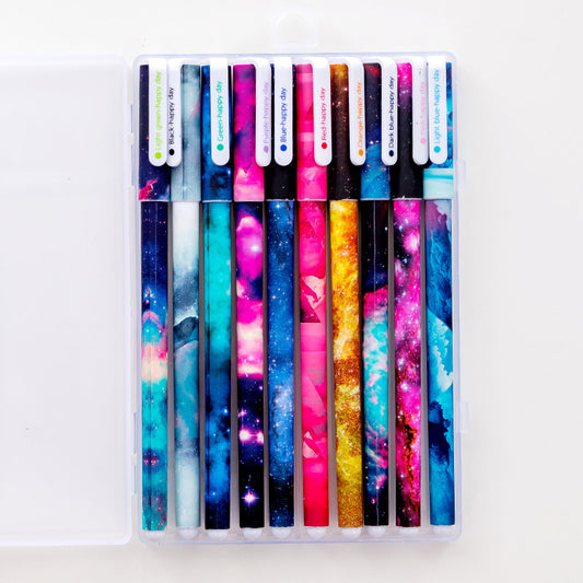 10 Pack Vibrant Galaxy Gel Pens Set for Creative Writing and Drawing