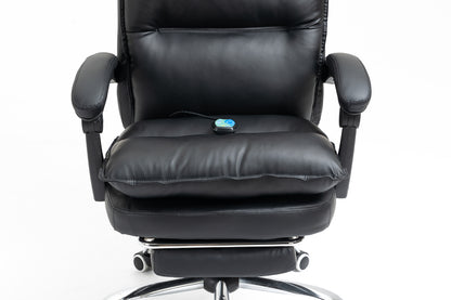 Luxury Executive Reclining Office Chair with Foot Rest and Massager Black